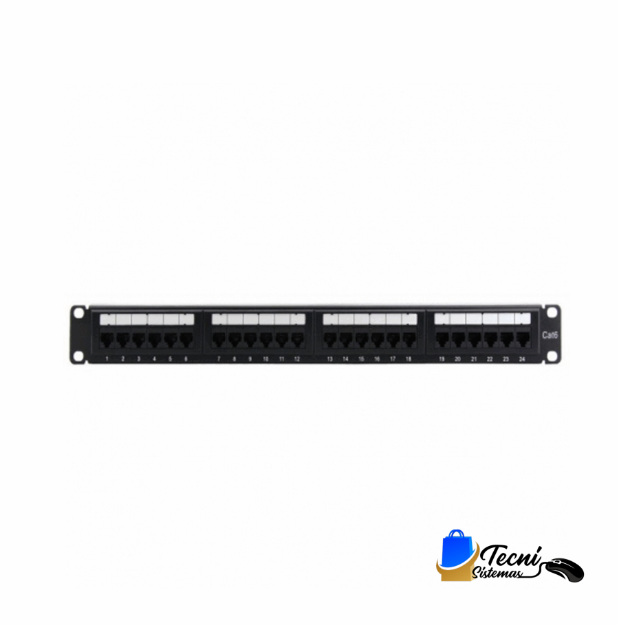 Patch Panel Cat6 24 Puertos Lantek LTK-C6P24 – 1U, 19", Montaje en Rack
