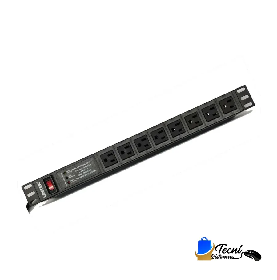PDU Triple Protección 3 LEDs 8 Tomas 15A Lantek LTK-PDUH0815A