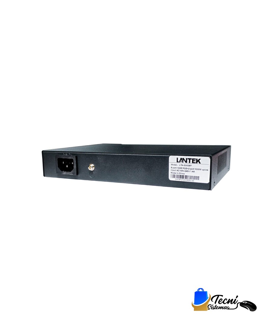 Switch PoE 8 Puertos FE + 2 Puertos GE LANTEK LTK-SW08P – 120W 6kV LR 250 m