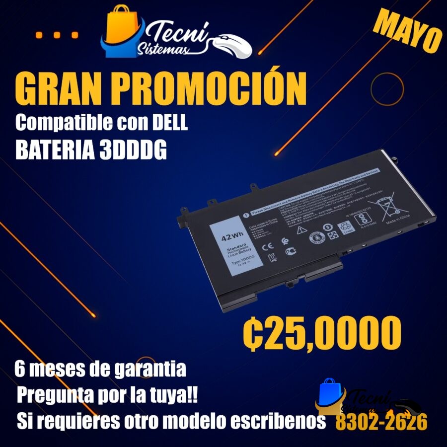 3DDDG – Batería 42 Wh 11.4 V Li-ion para Dell