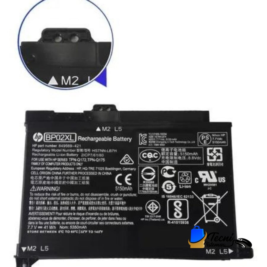 Batería Original HP BP02XL 7.7V 41Wh 2 Celdas