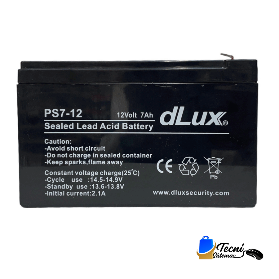Batería para UPS 12V 7Ah DLux, EPCOM PS712 – Energía Segura y Confiable