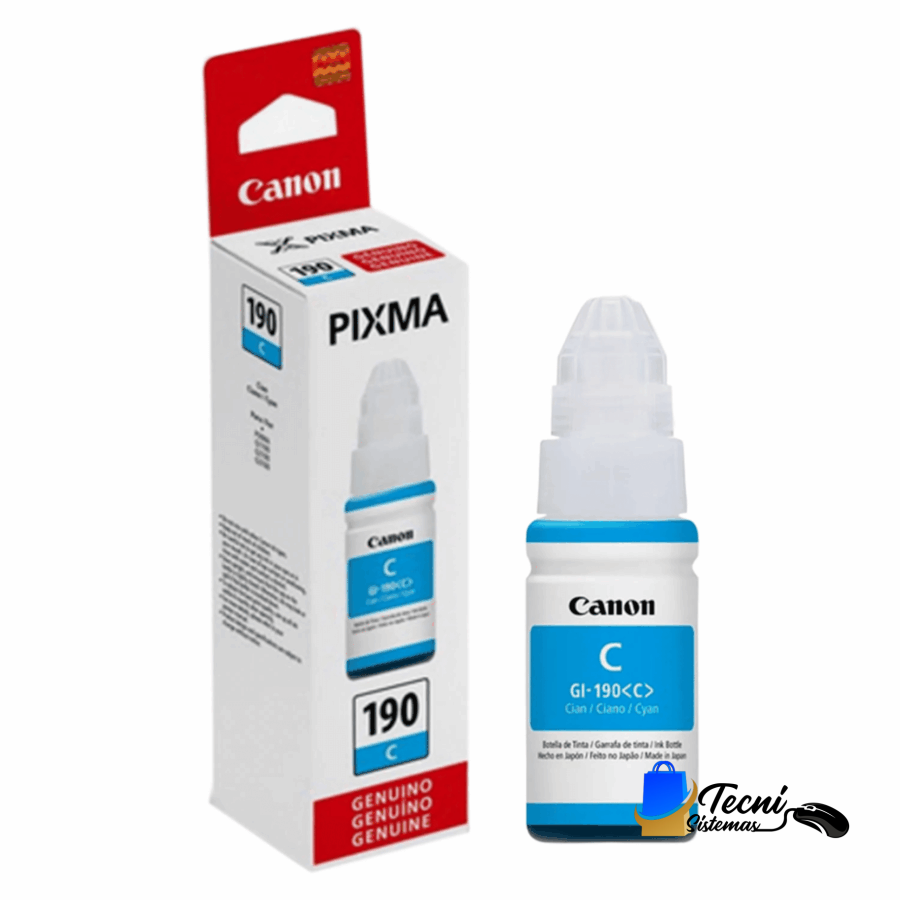 Botella de Tinta Canon GI-190 Cyan 70ml Original