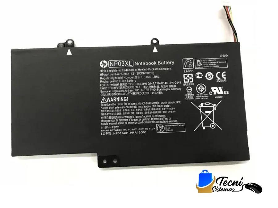 Batería Original HP NP03XL 11.4V 48Wh 3 Celdas