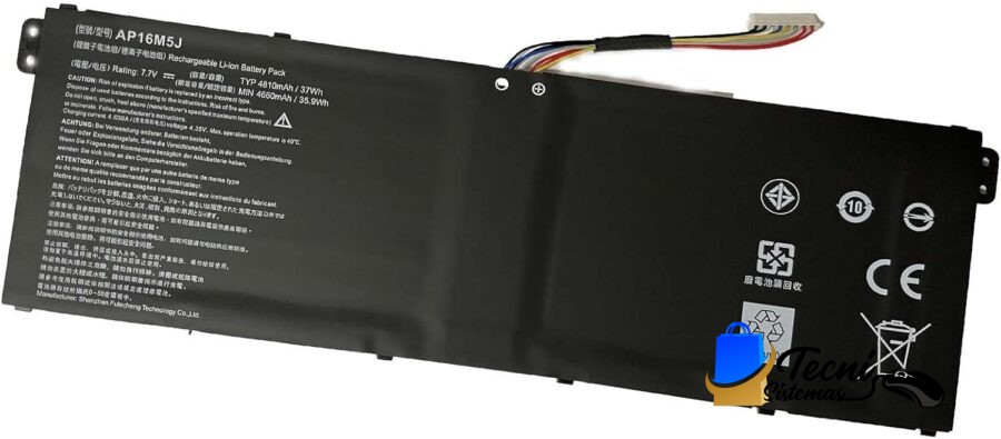 Batería Compatible Acer AP16M5J 7.7V 37Wh 2 Celdas