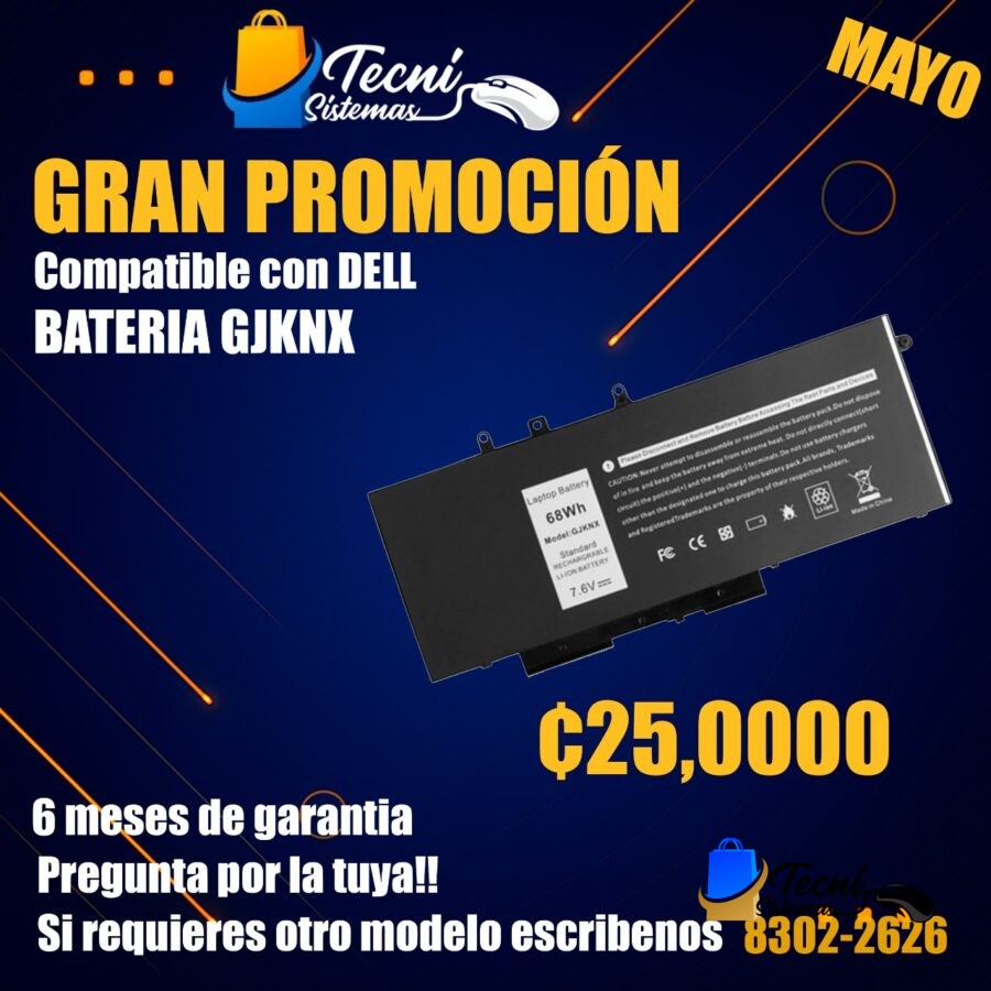 GJKNX – Batería Compatible 68 Wh 7.6 V Li-ion para Dell