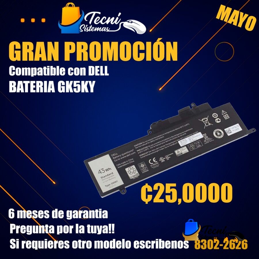 GK5KY – Batería 43 Wh 11.4 V Li-ion para Dell