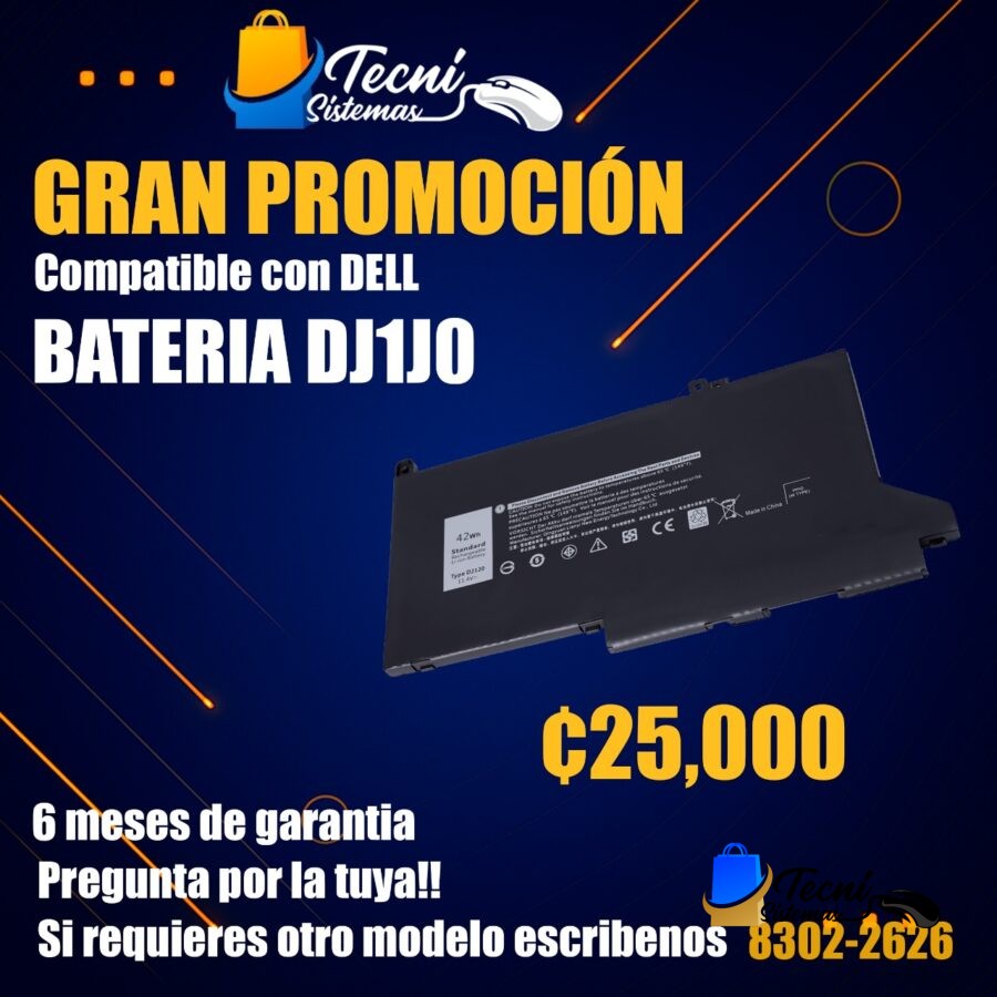 BATERIA DJ1J0 EN PROMOCION - DJ1J0 – Batería 42 Wh 11.4 V Li-ion para Dell