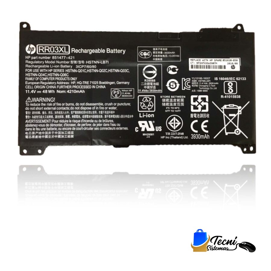 Batería Original HP RR03XL 11.4V 48Wh 3 Celdas​