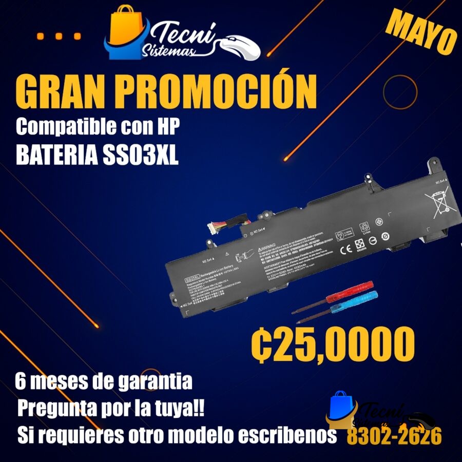 SS03XL – Batería 53 Wh 11.55 V Li-ion para HP