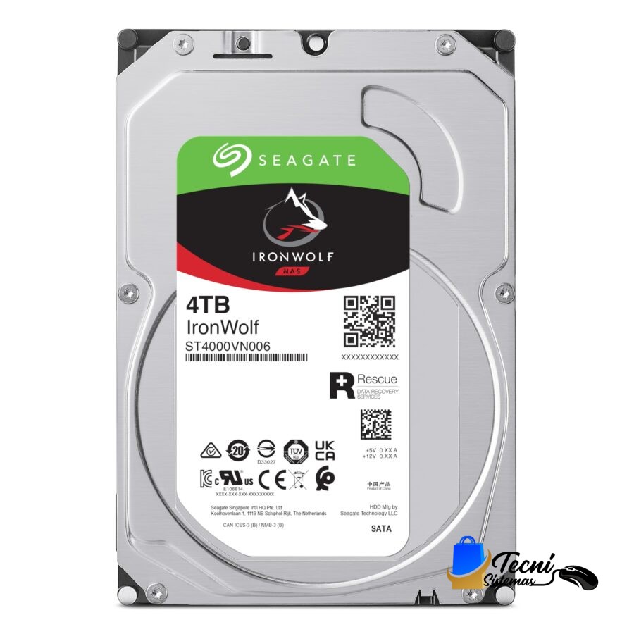 Disco Duro Seagate IronWolf 4TB, 3.5", SATA  para Sistemas NAS
