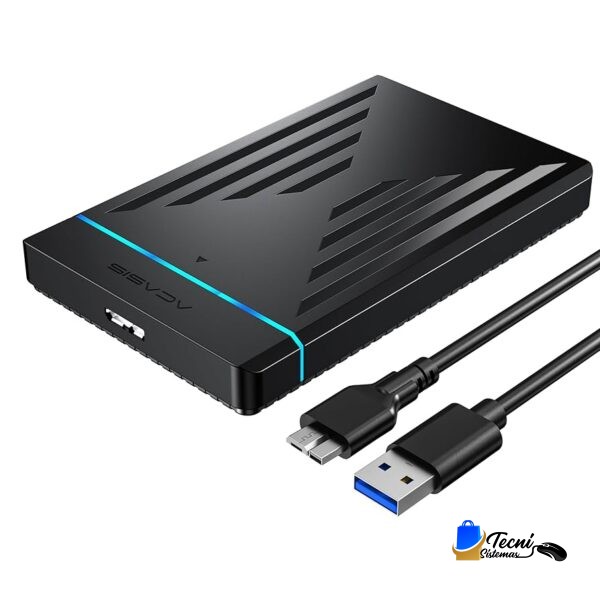 Encapsulador externa acasis EC‑5351C USB‑C 3.0 para HDD/SSD SATA3 2.5″‑3.5″ (hasta 24 TB)