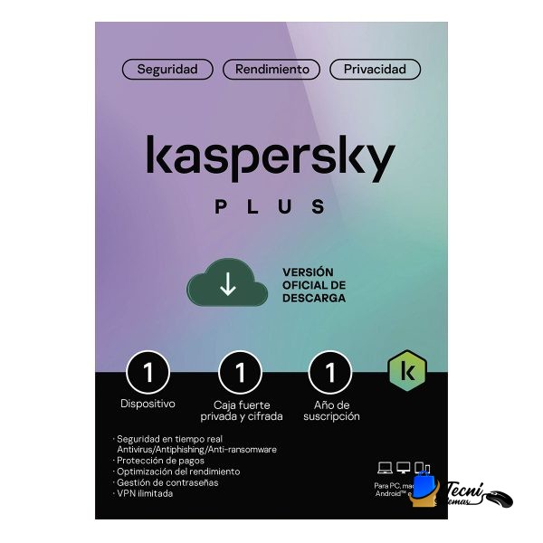 Licencia Kaspersky Plus Antivirus para PC y Dispositivos 1 año