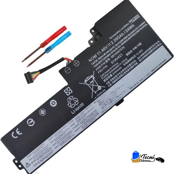 Batería compatible Lenovo 01AV421 / 01AV420 / 01AV419 11,46 V 24 Wh Li-ion para ThinkPad T470 / T480