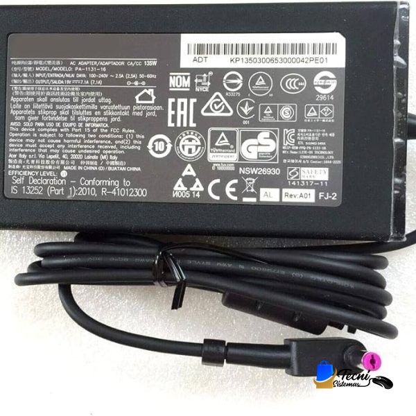 Cargador Compatible 19V 7.1A 135W para Acer Nitro V15 V14 V16 ANV15 ANV14 ANV16 PA-1131-16