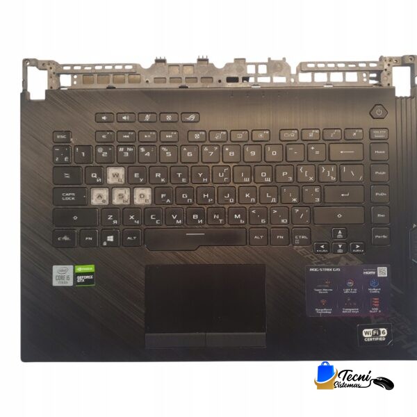 Palmrest ASUS ROG Strix G15 G512LI con Touchpad y Área de Teclado Superior