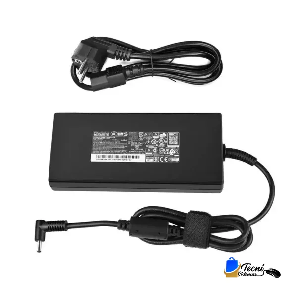 Laptop power adapter with attached AC cord and a separate plug cable shown on white background.