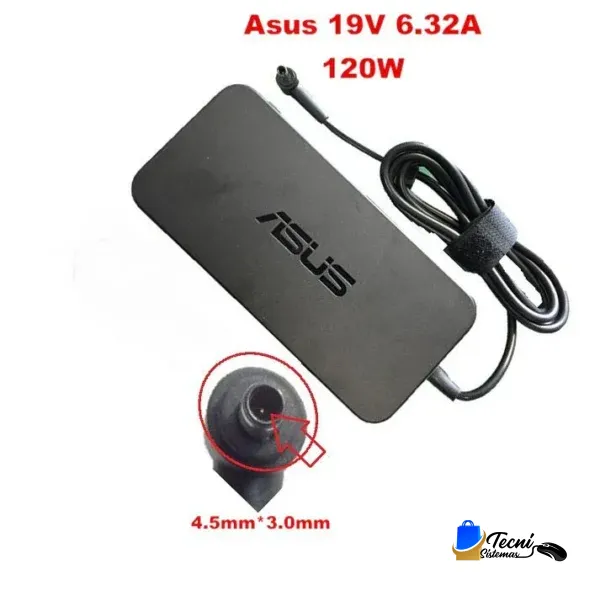 ASUS laptop power adapter, 19V 6.32A (120W), with 4.5 mm × 3.0 mm DC barrel connector