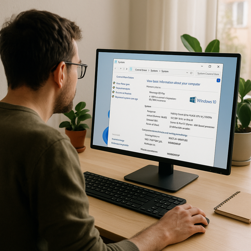 Persona revisando las especificaciones de su computadora en pantalla para verificar compatibilidad con Windows 11