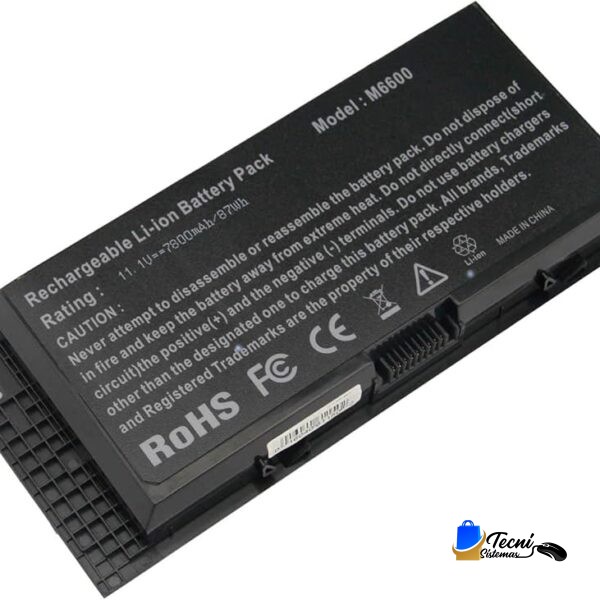 Rechargeable Li-ion battery pack, model M6600, rated 11.1V 7800mAh/87Wh, with caution and regulatory markings visible on the label.