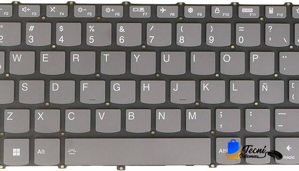 Full QWERTY keyboard laid flat, showing a Spanish layout with Ñ and accented vowels on dark gray keys.