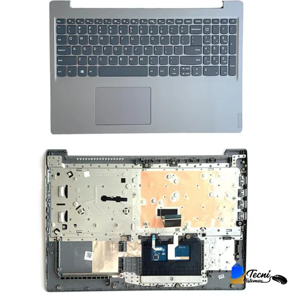 Laptop shown with keyboard detached from the base, revealing the internal motherboard and shielding inside the chassis (Lenovo).