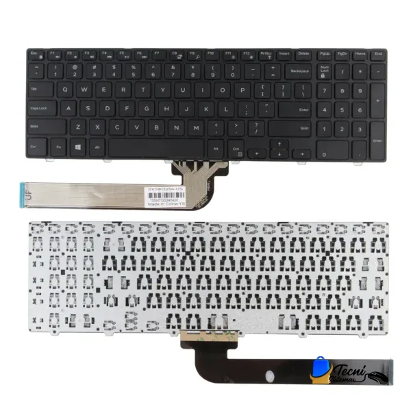 Top view of a black laptop keyboard with an attached ribbon cable and metal backplate, ready for installation