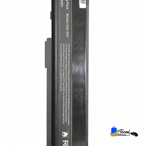 Side view of a black rechargeable Li-ion battery pack with a barcode label and warning text.