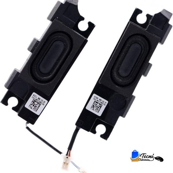 Pair of black rectangular speaker drivers with oval rubber surrounds and wiring harnesses, likely car audio speakers ready for installation.