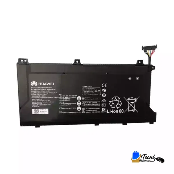 Huawei laptop battery pack (Li-ion) with wiring harness and label visible on black casing