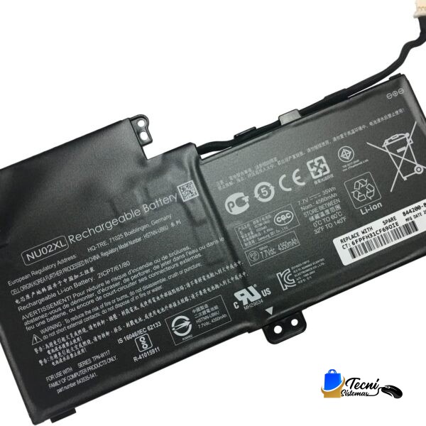 Batería Compatible HP NU02XL 7.7V 35Wh